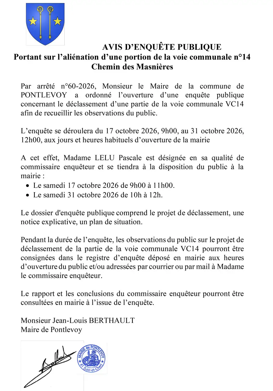 Avis d'enquête publique
